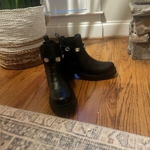 Black Ankle Boots with rhinestone accents